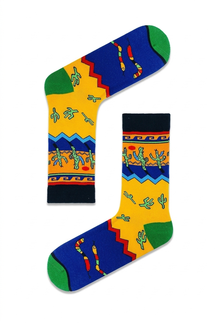 Desert Cactus & Snake Patterned Socks