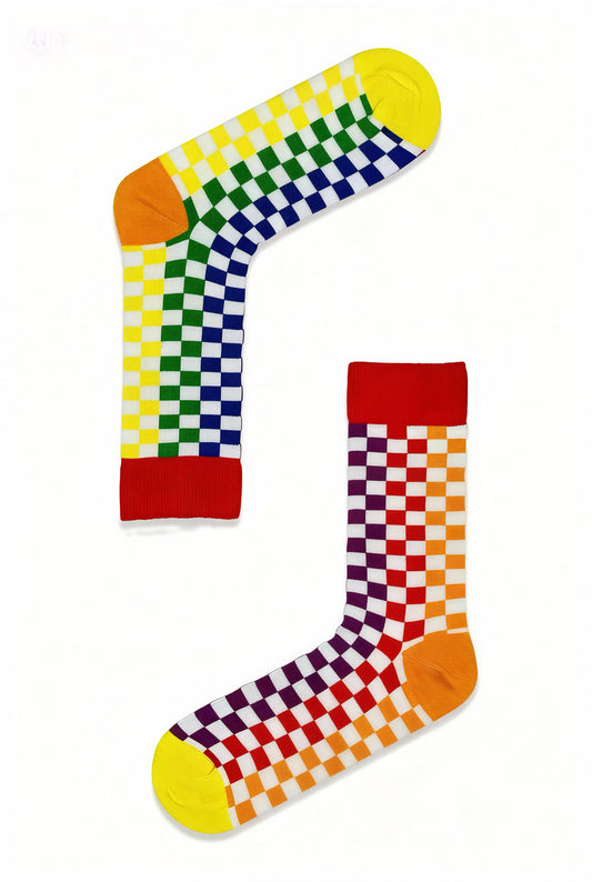 Meia xadrez colorida