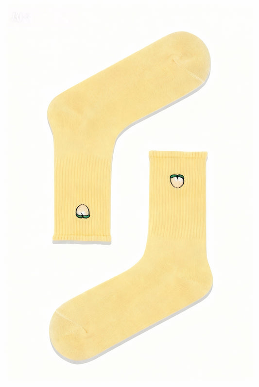 Peach Embroidered Socks
