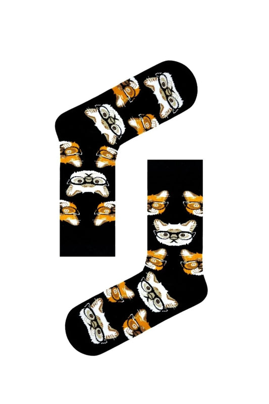 Glasses-Wearing Cat Sock