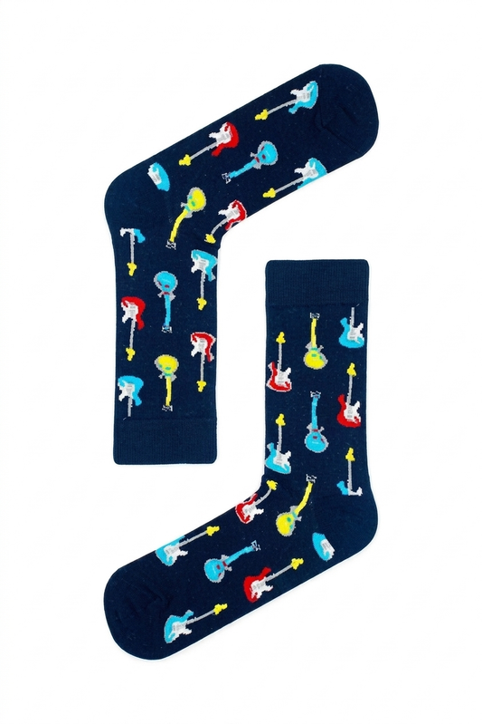 Electric Guitar Patterned Cotton Socks