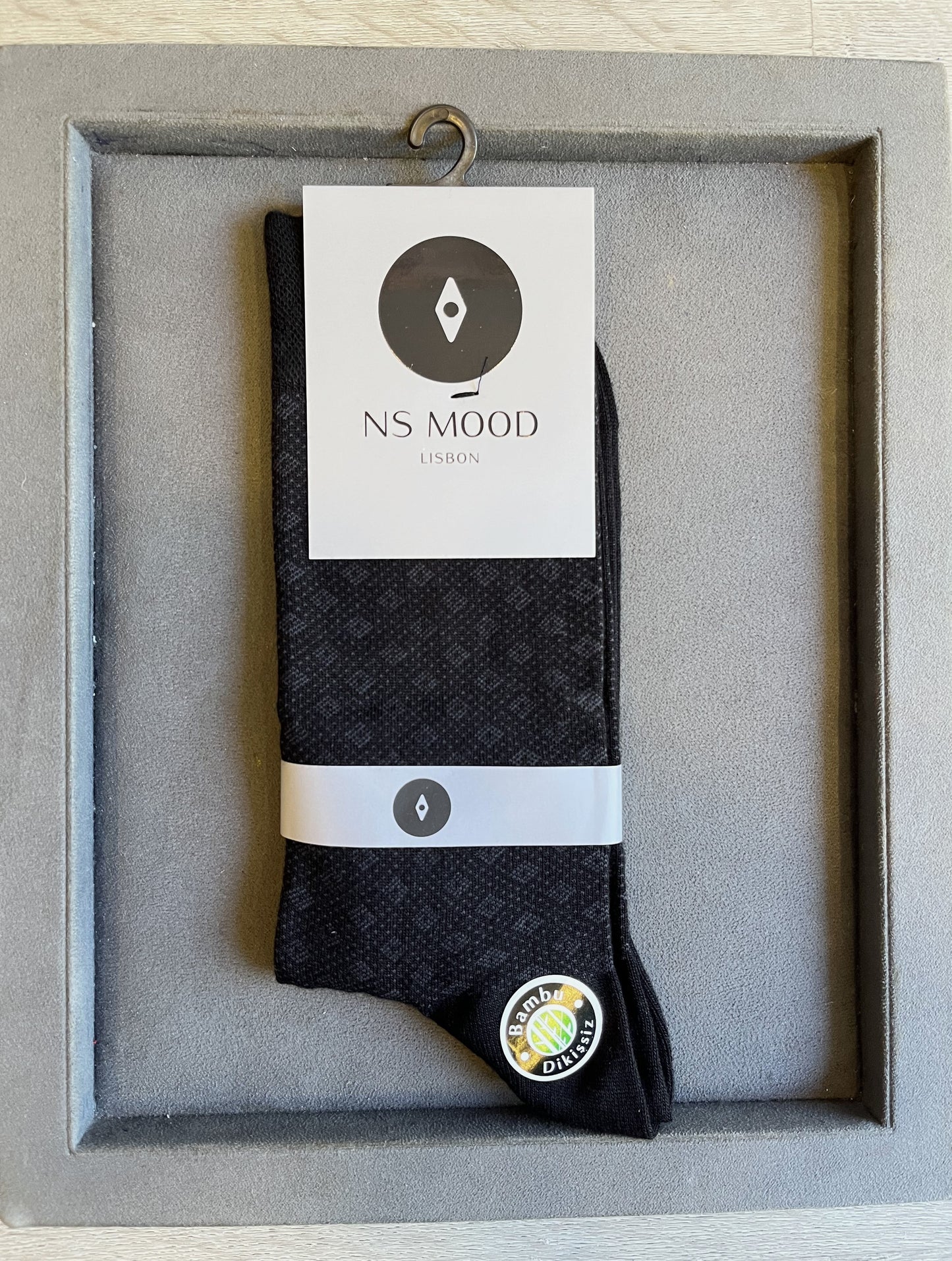 Men's bamboo socks - Black plaid